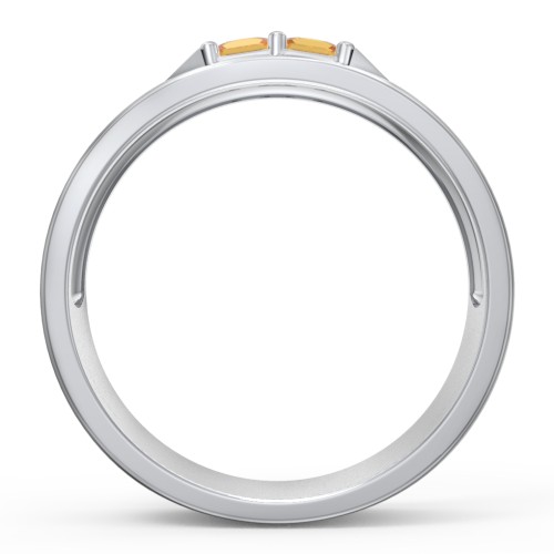 Men's Timeless Two Stone Ring – Sterling Silver with Citrine