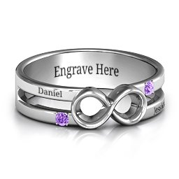 Men's Accented Infinity Ring in 925 Sterling Silver with Amethyst