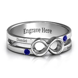 Men's Accented Infinity Ring in 925 Sterling Silver with Blue Sapphire