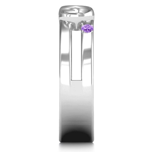 Men's Accented Infinity Ring – Sterling Silver with Amethyst
