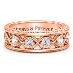 Men’s 5-Stone Infinity Ring in 10K Solid Rose Gold