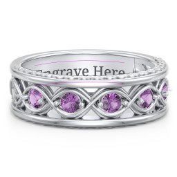 Men’s 5-Stone Infinity Ring in 925 Sterling Silver with Amethyst