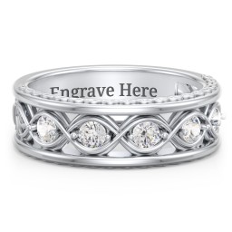 Men’s 5-Stone Infinity Ring in 10K Solid White Gold with Cubic Zirconia