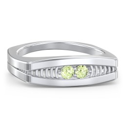 Men’s Squared Ring with Gemstones in 925 Sterling Silver