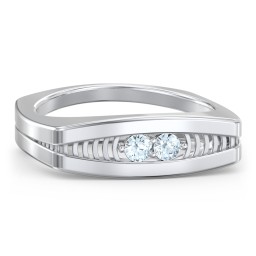 Men’s Squared Ring with Gemstones in 925 Sterling Silver with Aquamarine