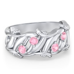 Men’s 4-Stone Organic Leaf Ring