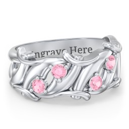 Men’s 4-Stone Organic Leaf Ring