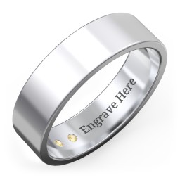 Men's Classic Flat Wedding Band - 6mm Width in 925 Sterling Silver with Citrine