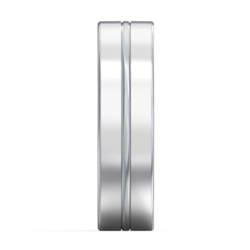 Men's Wedding Band with Rounded Polished Center Groove- 6mm Width
