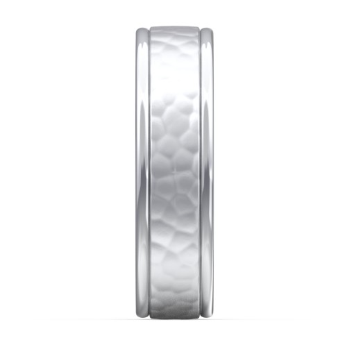 Men's Round Edge Wedding Band with Hammer Texture - 6mm