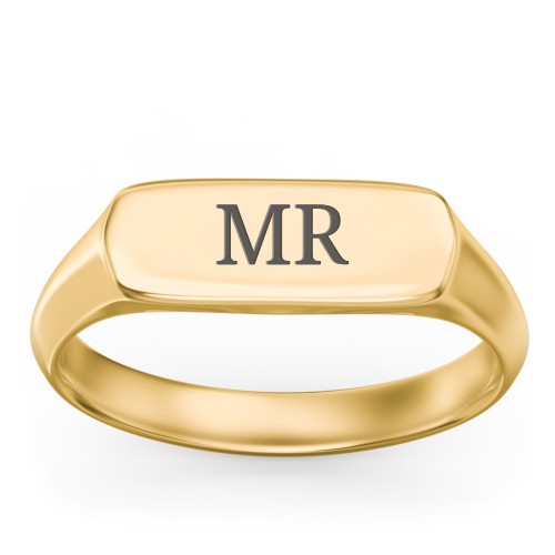 Men’s Bar Signet Ring – 10K Yellow Gold