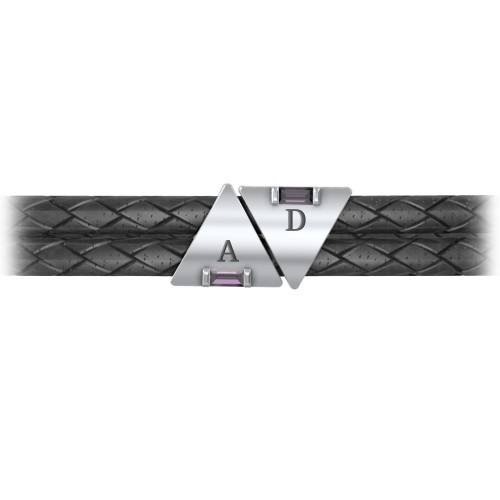 Men’s Leather Sterling Silver 2 Engravable Gemstone Triangle Bracelet – Sterling Silver with Alexandrite