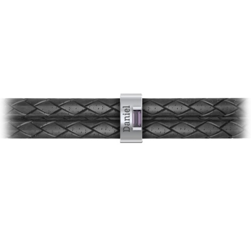 Men’s Leather Sterling Silver Vertical Bar Bracelet with Gemstones – Sterling Silver with Alexandrite