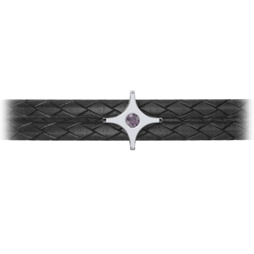 Men’s Leather Sterling Silver North Star Bracelet – Sterling Silver with Alexandrite