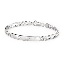 Men’s Engravable 8" Sterling Silver Figaro Link ID Bracelet