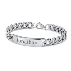 Men’s Engravable 8.5" Stainless Steel Curb Link ID Bracelet