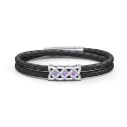Men’s Sterling Silver Celtic Knot Bracelet With 3 Gemstones in 925 Sterling Silver with Amethyst