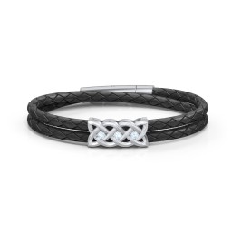 Men’s Sterling Silver Celtic Knot Bracelet With 3 Gemstones in 925 Sterling Silver with Aquamarine