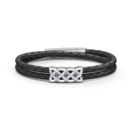 Men’s Sterling Silver Celtic Knot Bracelet With 3 Gemstones in 925 Sterling Silver with Smokey Quartz