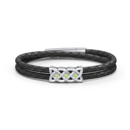 Men’s Sterling Silver Celtic Knot Bracelet With 3 Gemstones in 925 Sterling Silver with Peridot