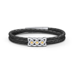 Men’s Sterling Silver Celtic Knot Bracelet With 3 Gemstones in 925 Sterling Silver with Citrine