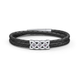 Men’s Sterling Silver Celtic Knot Bracelet With 3 Gemstones in 925 Sterling Silver with Alexandrite