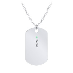 Men's Engravable Dog Tag Necklace with 1 Birthstone