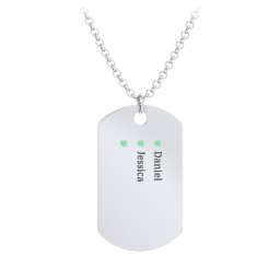 Men's Engravable Dog Tag Necklace with 3 Birthstones