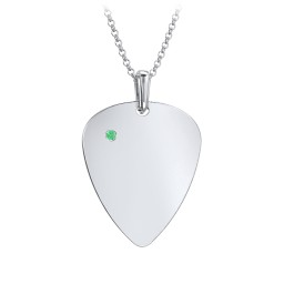 Men's Engravable Guitar Pick Fraternity Necklace with Gemstone