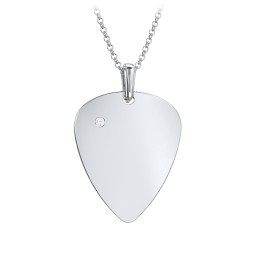 Men's Engravable Guitar Pick Necklace with Gemstone