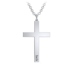 Men's Classic Engravable Cross Necklace in 925 Sterling Silver