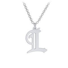 Men's Gothic Initial Pendant Necklace - L