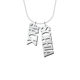 Men's Personalized Vertical 2 Name Necklace in 925 Sterling Silver