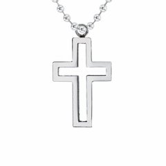 Stainless Steel Cross Necklace With Cutout Center