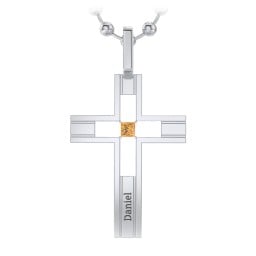 Men’s Engravable Cut-out Silver Cross Pendant