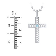 Men’s Silver Geometric Cross Pendant with Birthstone