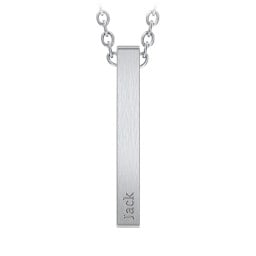 Men’s Engravable Vertical 3D Bar Necklace in Stainless Steel