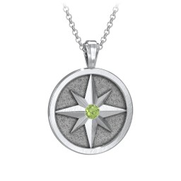 Men's Engravable North Star Disc Necklace with Gemstone