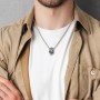 Men's Skull Necklace with Baguette Gemstone Mohawk