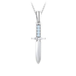 Men's Engravable Dagger Necklace with Gemstones