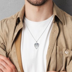 Men's Celtic Shield Necklace with Baguette Gemstones