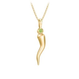 Men's Italian Horn Necklace with 2 Birthstones