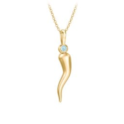 Men's Italian Horn Necklace with 2 Birthstones