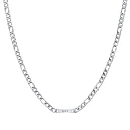 Men’s Figaro Chain with 1 Engravable Bar in Stainless Steel