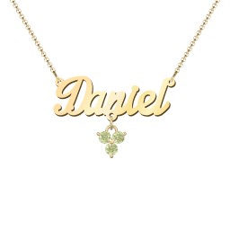 Personalized Name Necklace in 18K Gold Plated Silver with Peridot