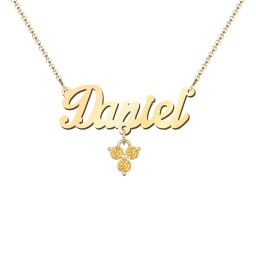 Personalized Name Necklace in 18K Gold Plated Silver with Citrine