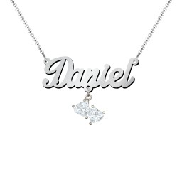 Personalized Name Necklace in 925 Sterling Silver with Aquamarine