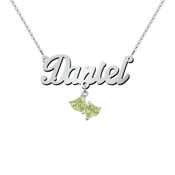 Personalized Name Necklace in 925 Sterling Silver with Peridot