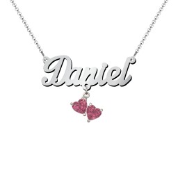 Personalized Name Necklace in 925 Sterling Silver with Pink Tourmaline