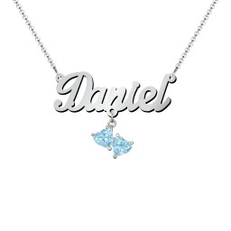 Personalized Name Necklace in 925 Sterling Silver with Blue Topaz